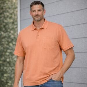 Vtg NWOT Scandia Woods Mens XL Orange Banded Polo Shirt Golf Short Sleeve